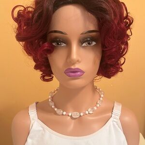 Rose Quartz and Pearl Gemstone Statement Necklace